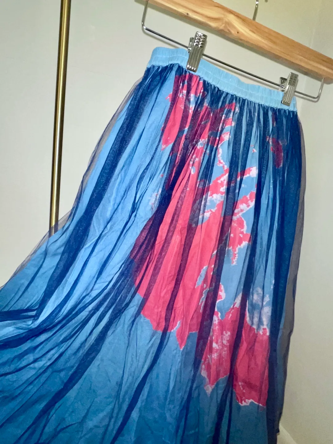 Oriental Blue Tulle Midi Skirt One Size image indicator(3)
