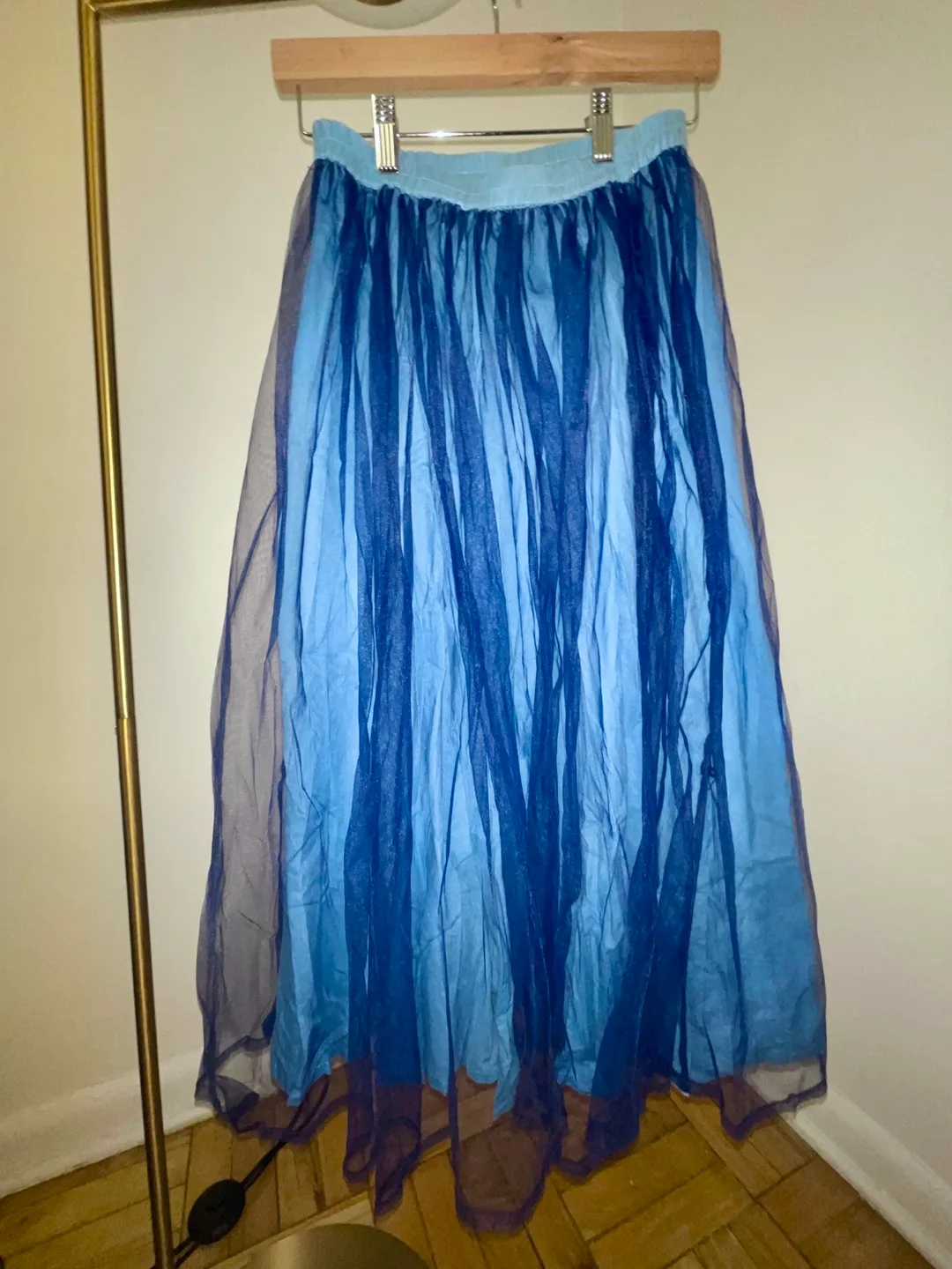 Oriental Blue Tulle Midi Skirt One Size image indicator(2)