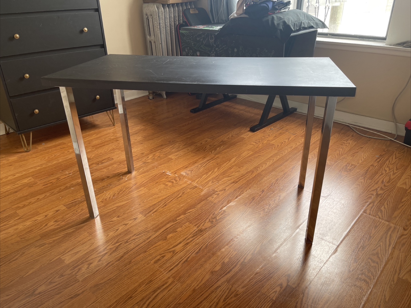 Black Desk with Chrome Legs