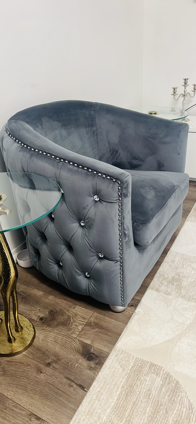 Grey Velvet sofa-set - new - photo 2