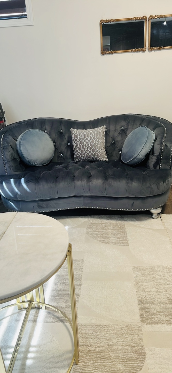Grey Velvet sofa-set - new - photo 3