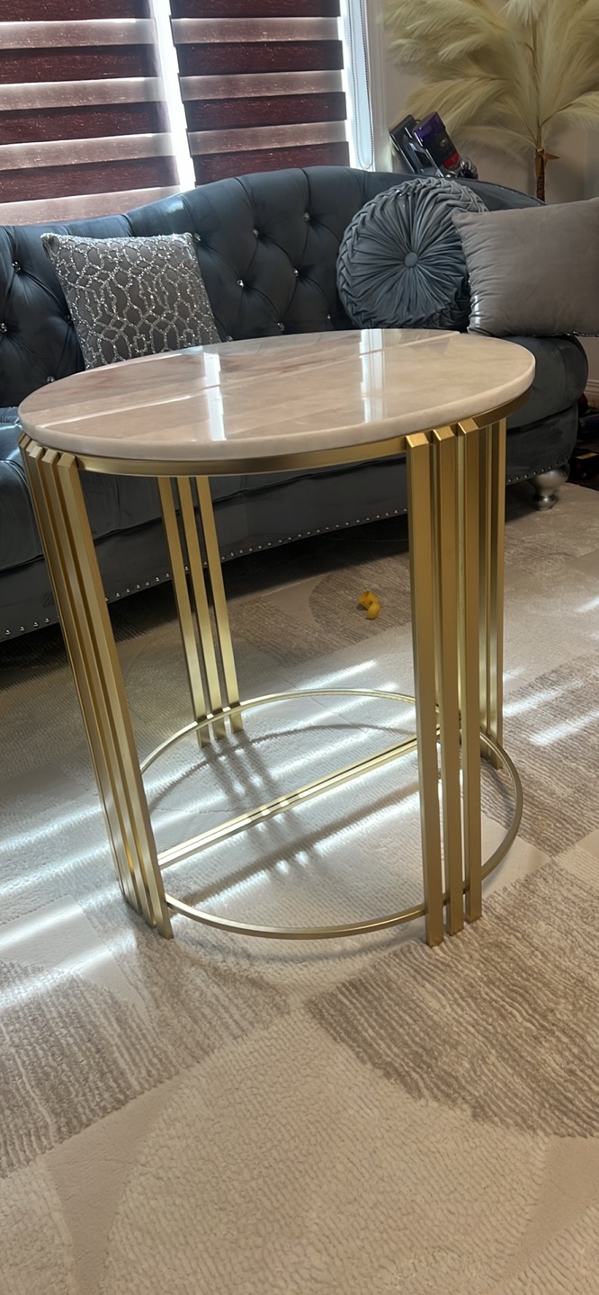 Round Marble Top Side Table - photo 2