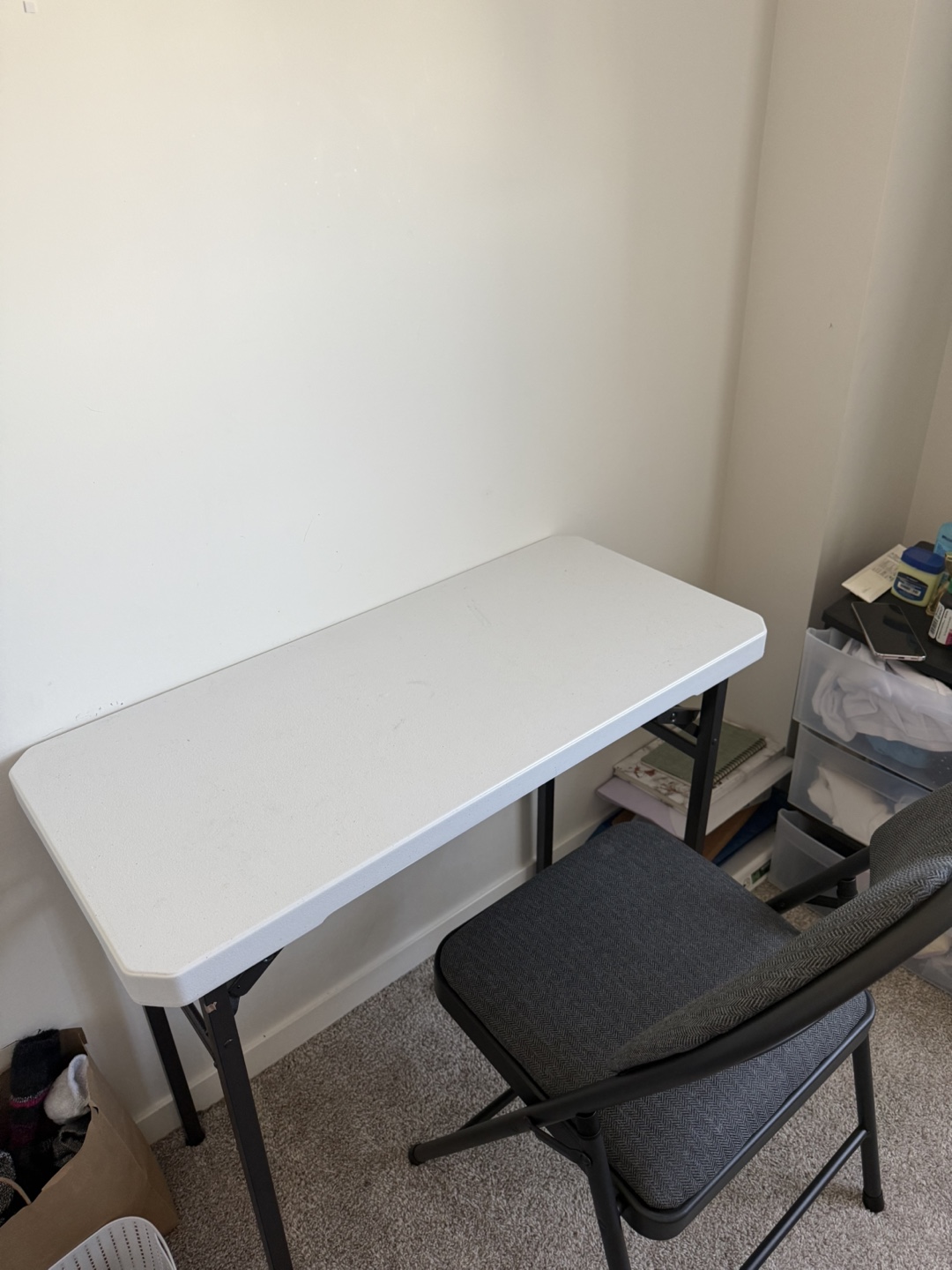 Folding Table and Chair Set - White Table, Grey Chair - photo 2