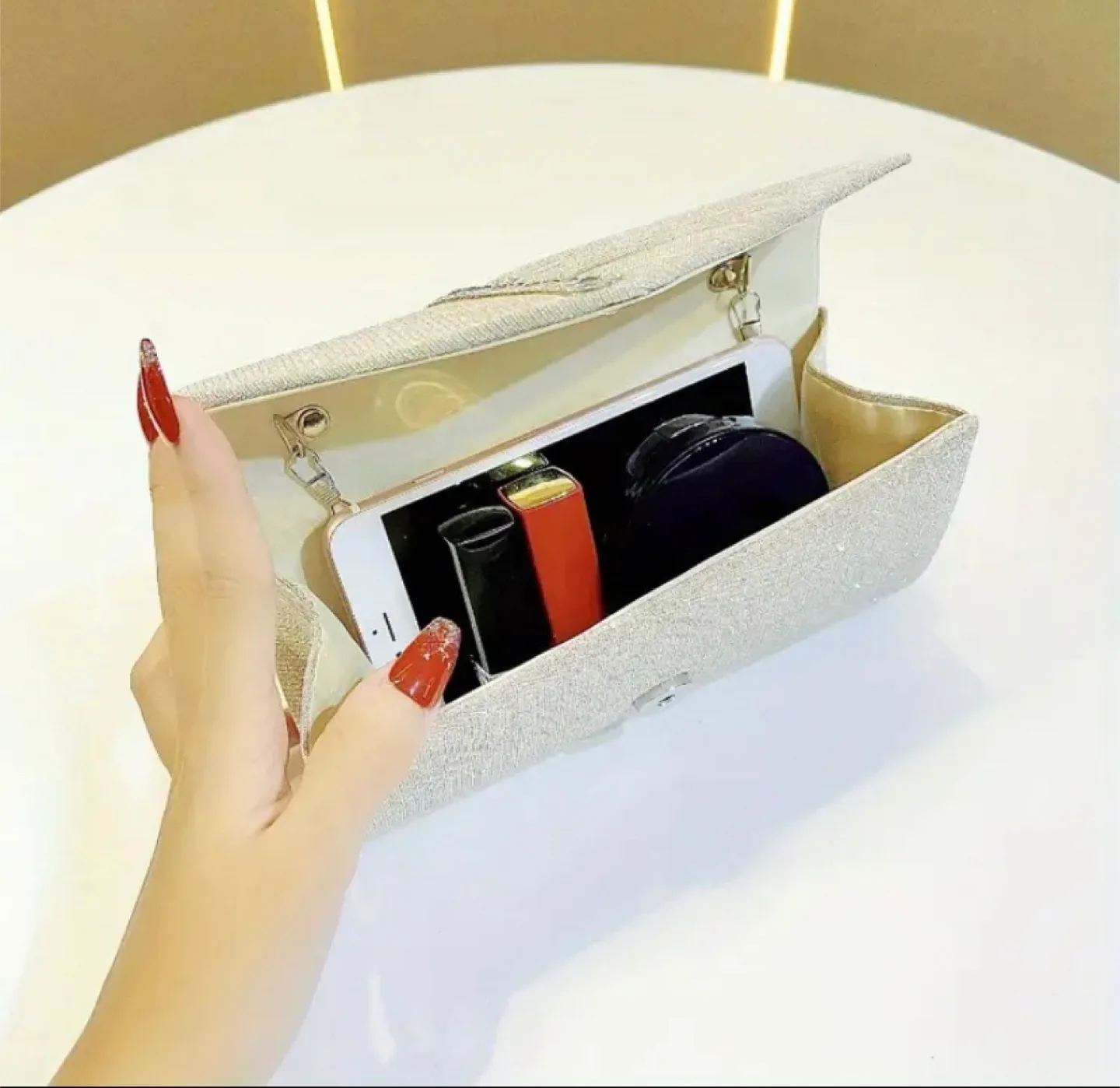 Silver Evening Clutch Bag image indicator(7)