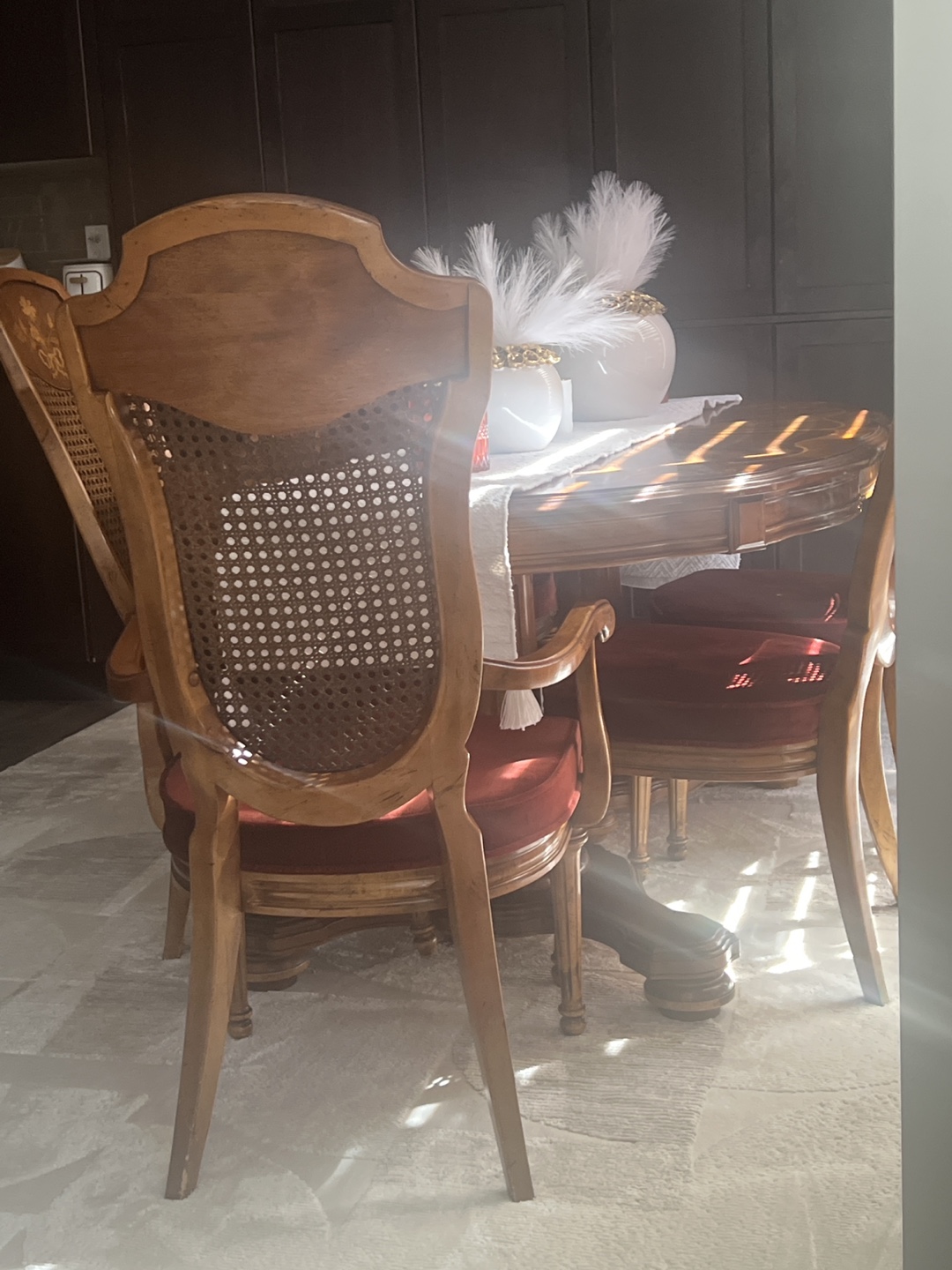 Antique Dining Table with 5 Chairs - photo 4