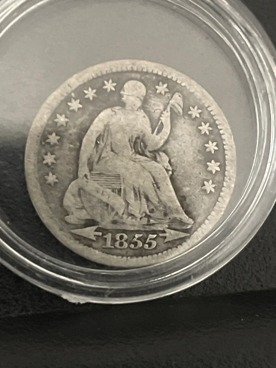 1855 United States Half Dime Coin with Arrows thumbnail