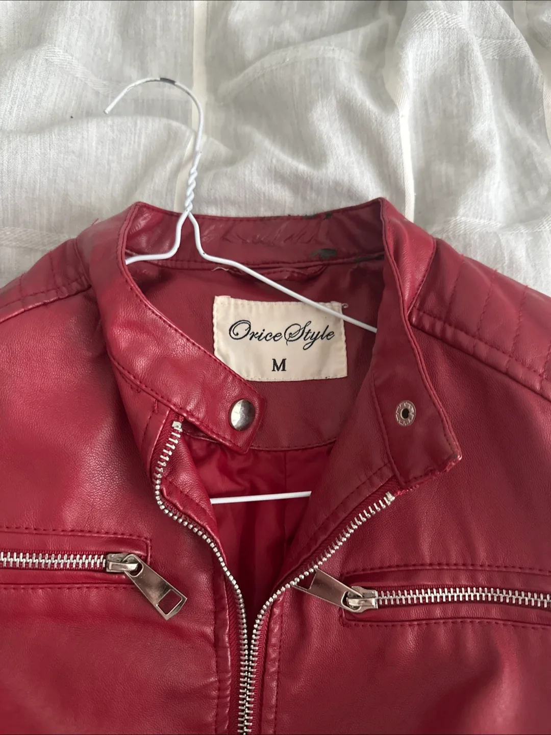 Orice Style Red Faux Leather Jacket - Size M image indicator(2)