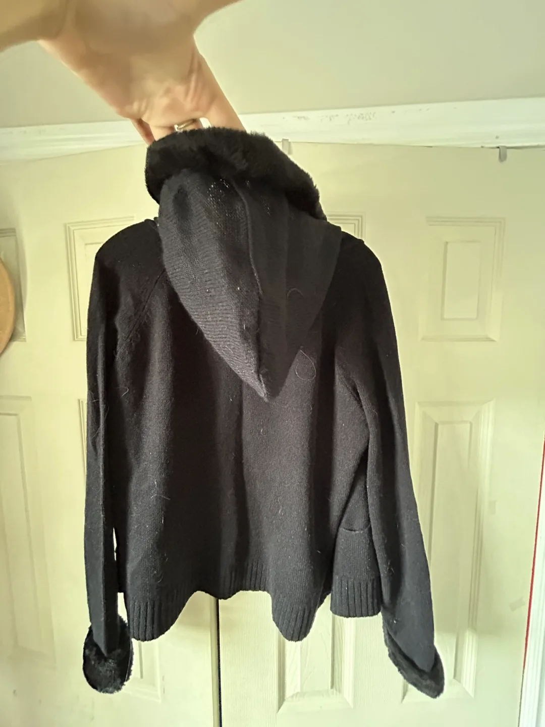 1411 Black Knit Zip-Up Hoodie image indicator(3)