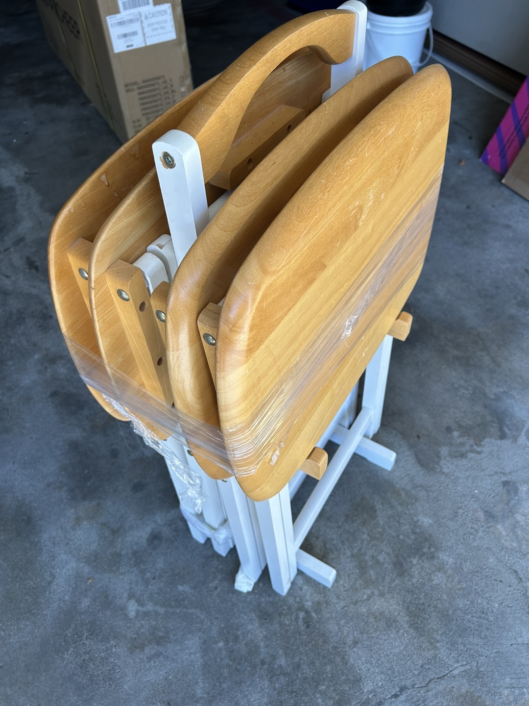 Folding TV Tray Table Set - Light Wood - photo 2
