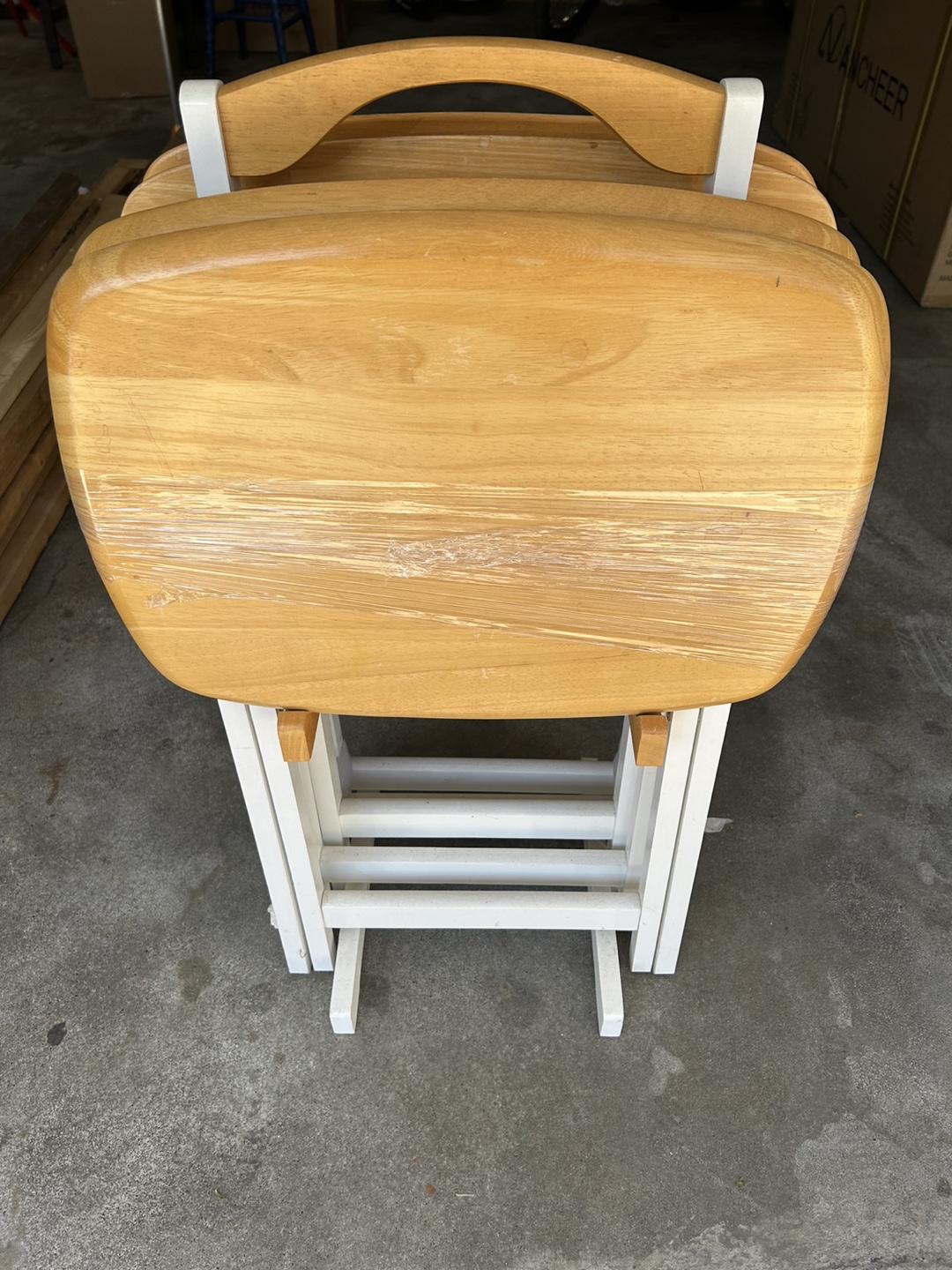 Folding TV Tray Table Set - Light Wood