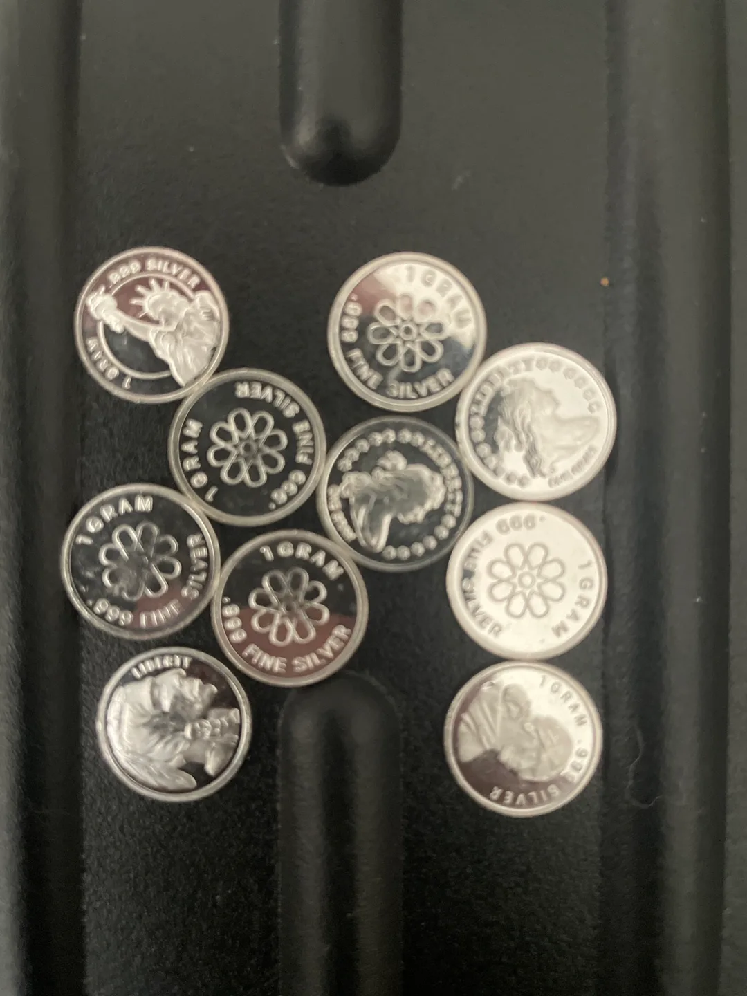 Ten (10) 1 Gram .999 Fine Silver Rounds - Various Designs image indicator(2)