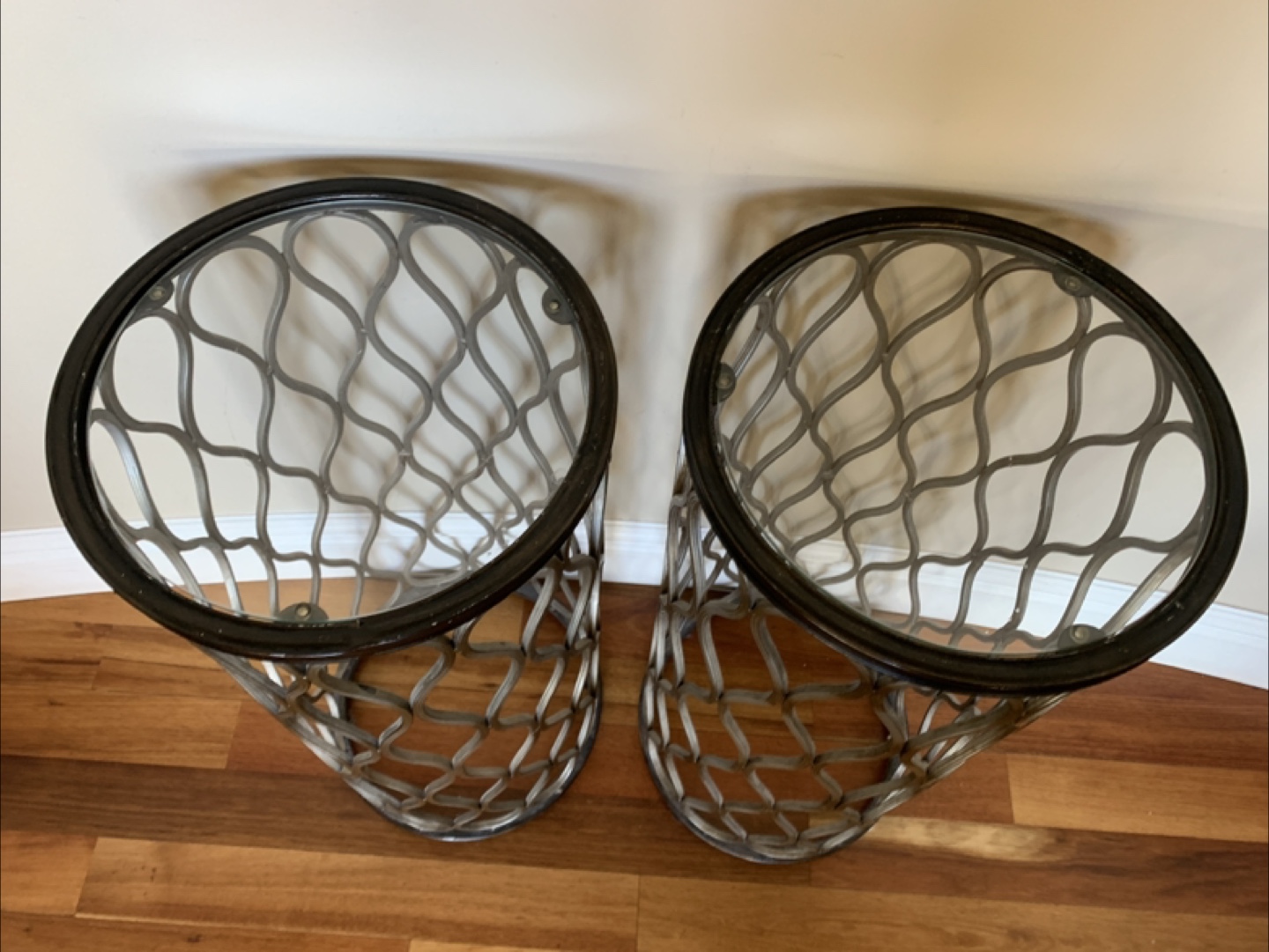 Glass Top Metal Accent Tables - Set of 2