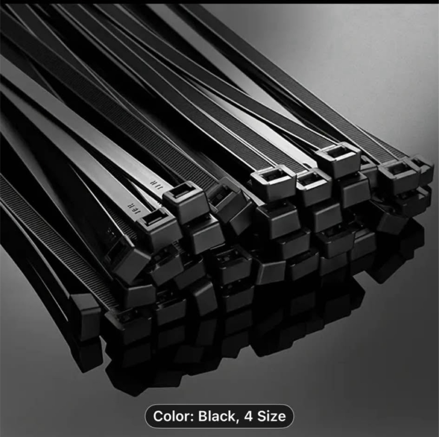 Black Cable Zip Ties - 100pcs, 4 Inch