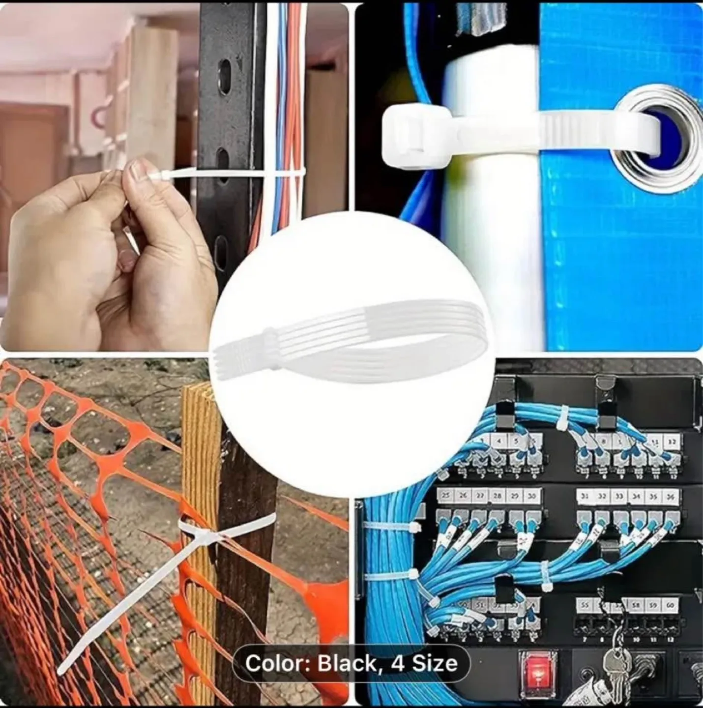 Black Cable Zip Ties - 100pcs, 4 Inch image indicator(6)