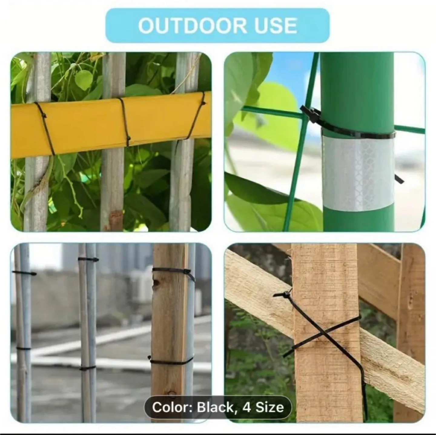 Black Cable Zip Ties - 100pcs, 4 Inch image indicator(7)