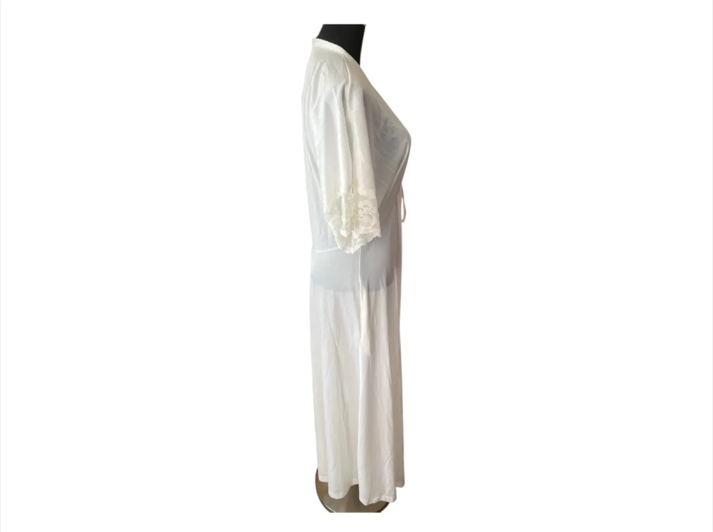 Vintage 80s & 90s Cream White Lace Robe Dress Lingerie XS-M image indicator(4)