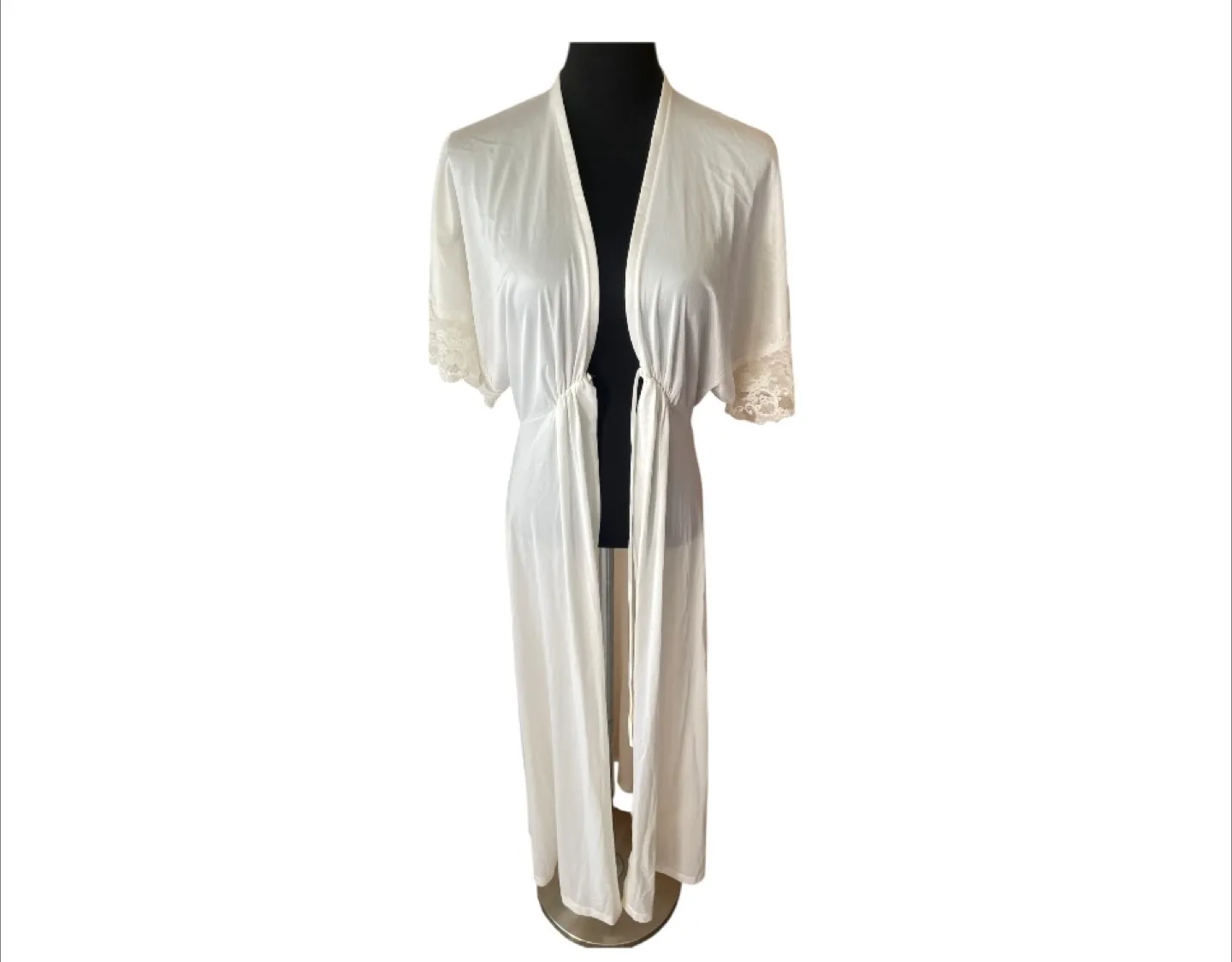 Vintage 80s & 90s Cream White Lace Robe Dress Lingerie XS-M image indicator(9)