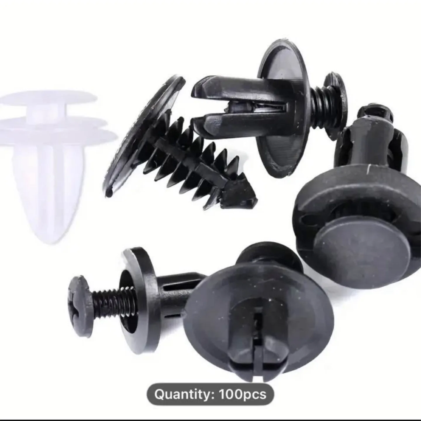 100pcs Black Plastic Rivets - Wall Mount Easy Install Car image indicator(6)