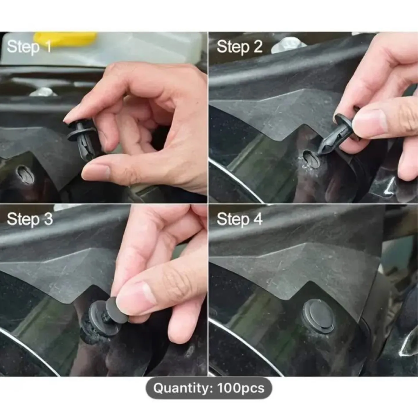 100pcs Black Plastic Rivets - Wall Mount Easy Install Car image indicator(4)