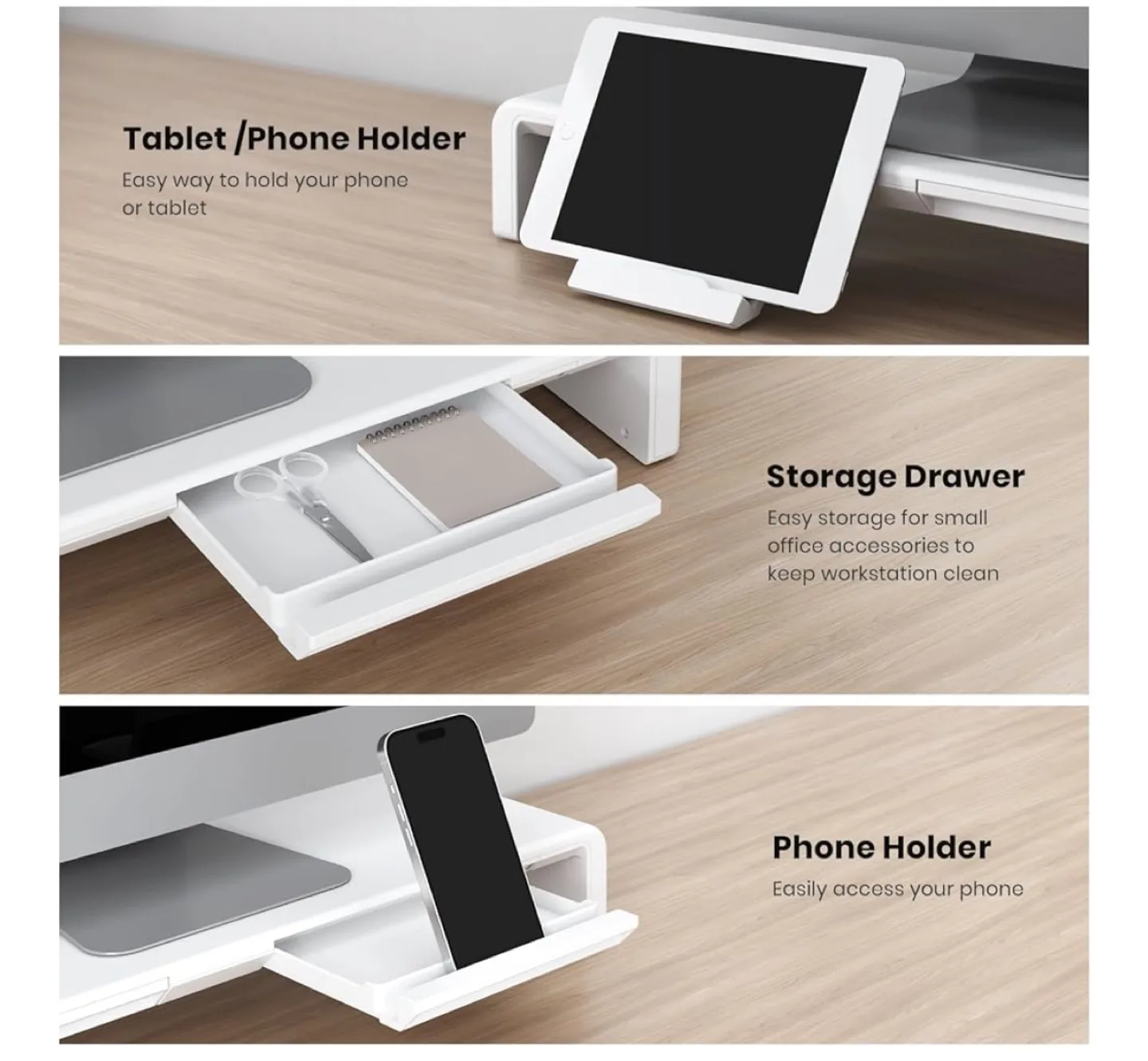 Klearlook Monitor Stand Riser - White image indicator(3)