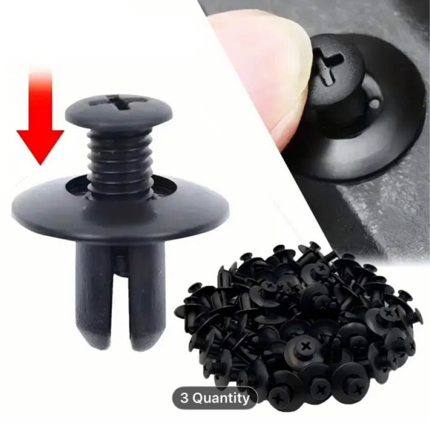 100pcs Black Plastic Rivets - Wall Mount Easy Install