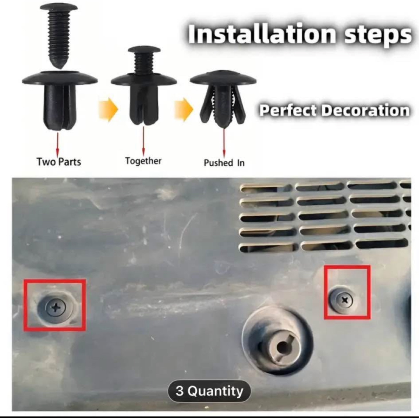 100pcs Black Plastic Rivets - Wall Mount Easy Install - photo 4