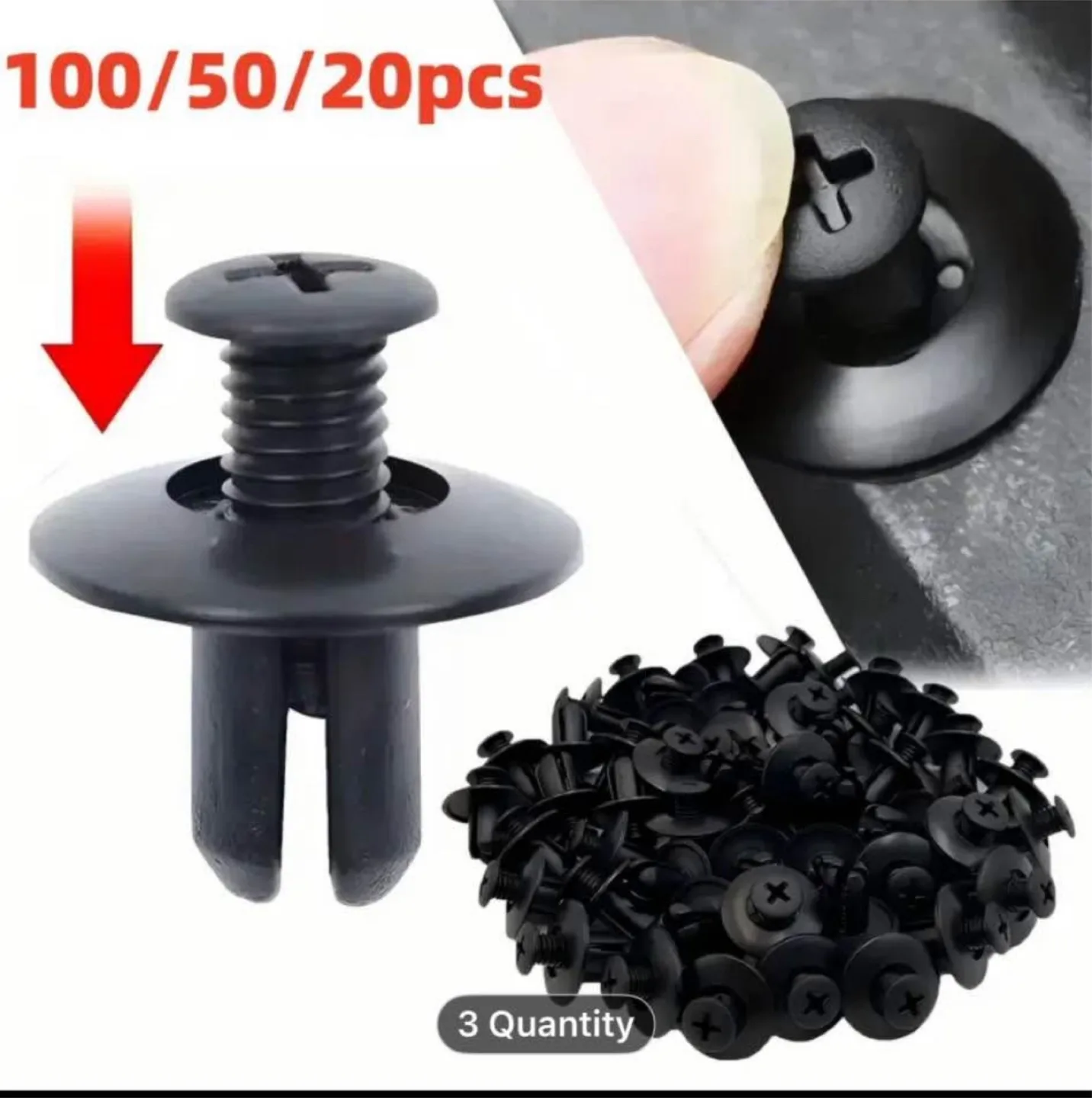 100pcs Black Plastic Rivets - Wall Mount Easy Install image indicator(6)
