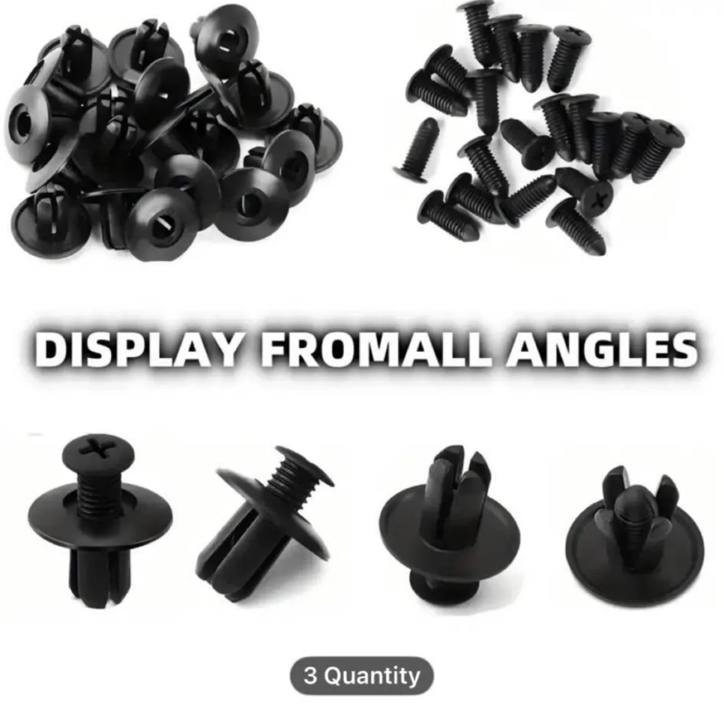100pcs Black Plastic Rivets - Wall Mount Easy Install image indicator(3)