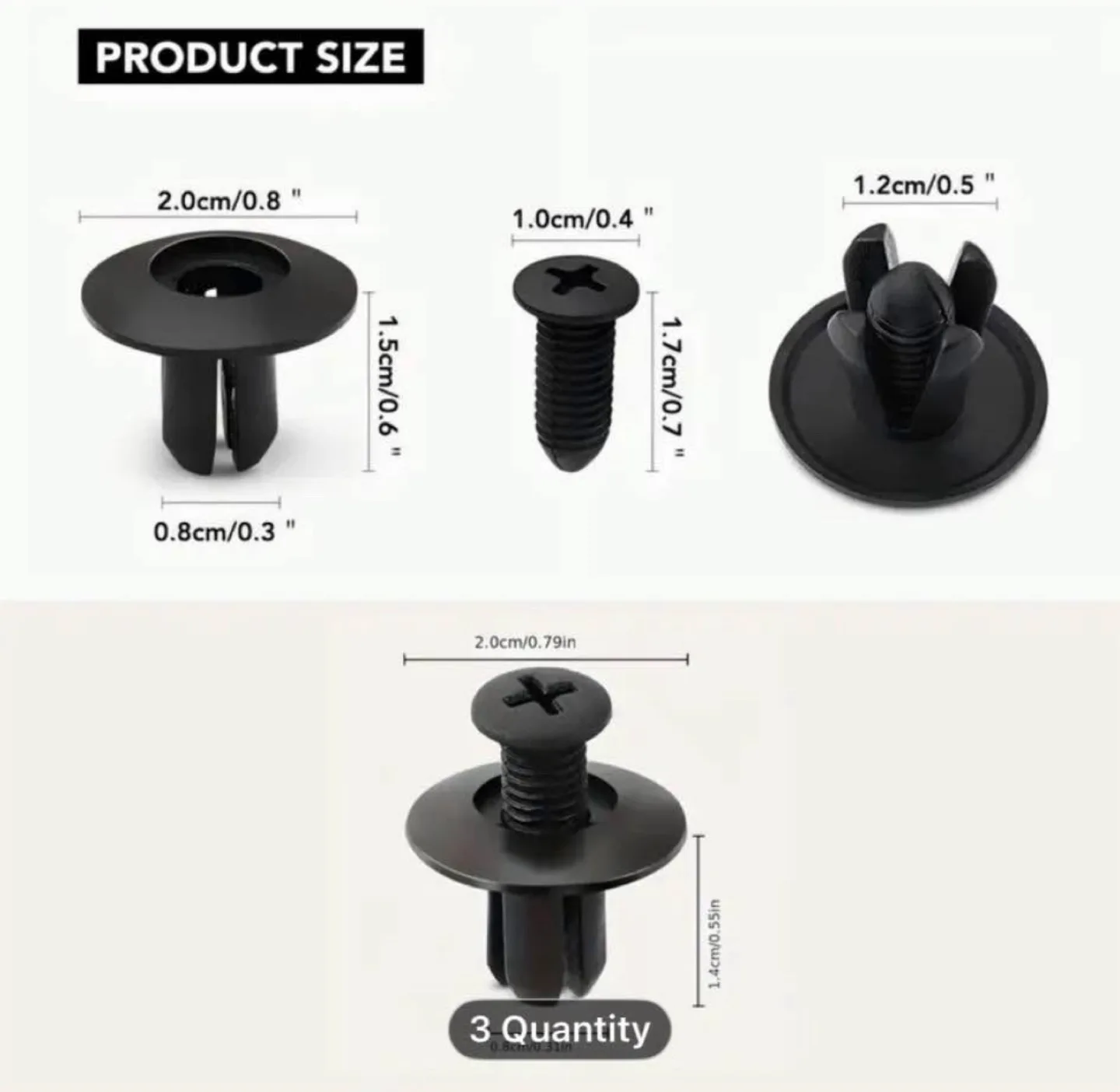 100pcs Black Plastic Rivets - Wall Mount Easy Install image indicator(5)