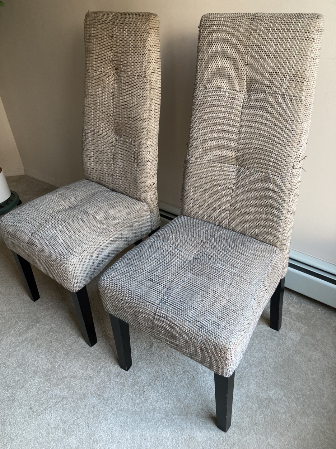 Set of two high back chairs