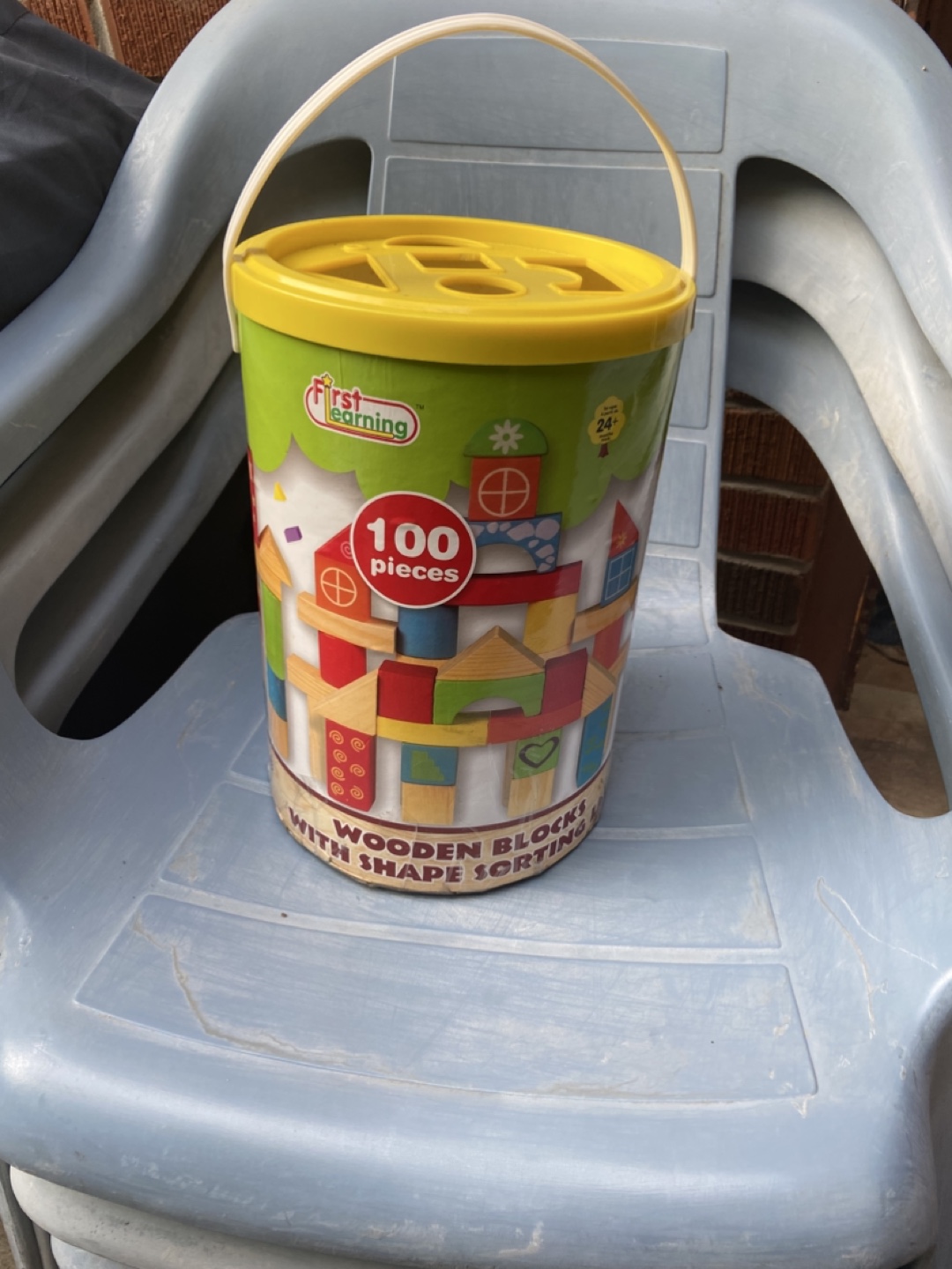 First Learning Wooden Blocks with Shape Sorting Lid