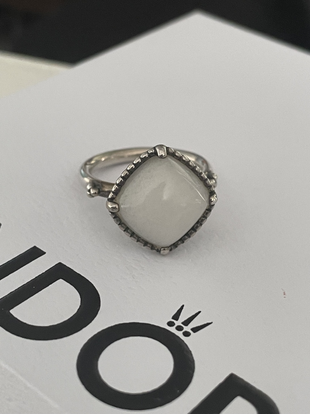 Pandora Silver Ring with White Stone - Size 54