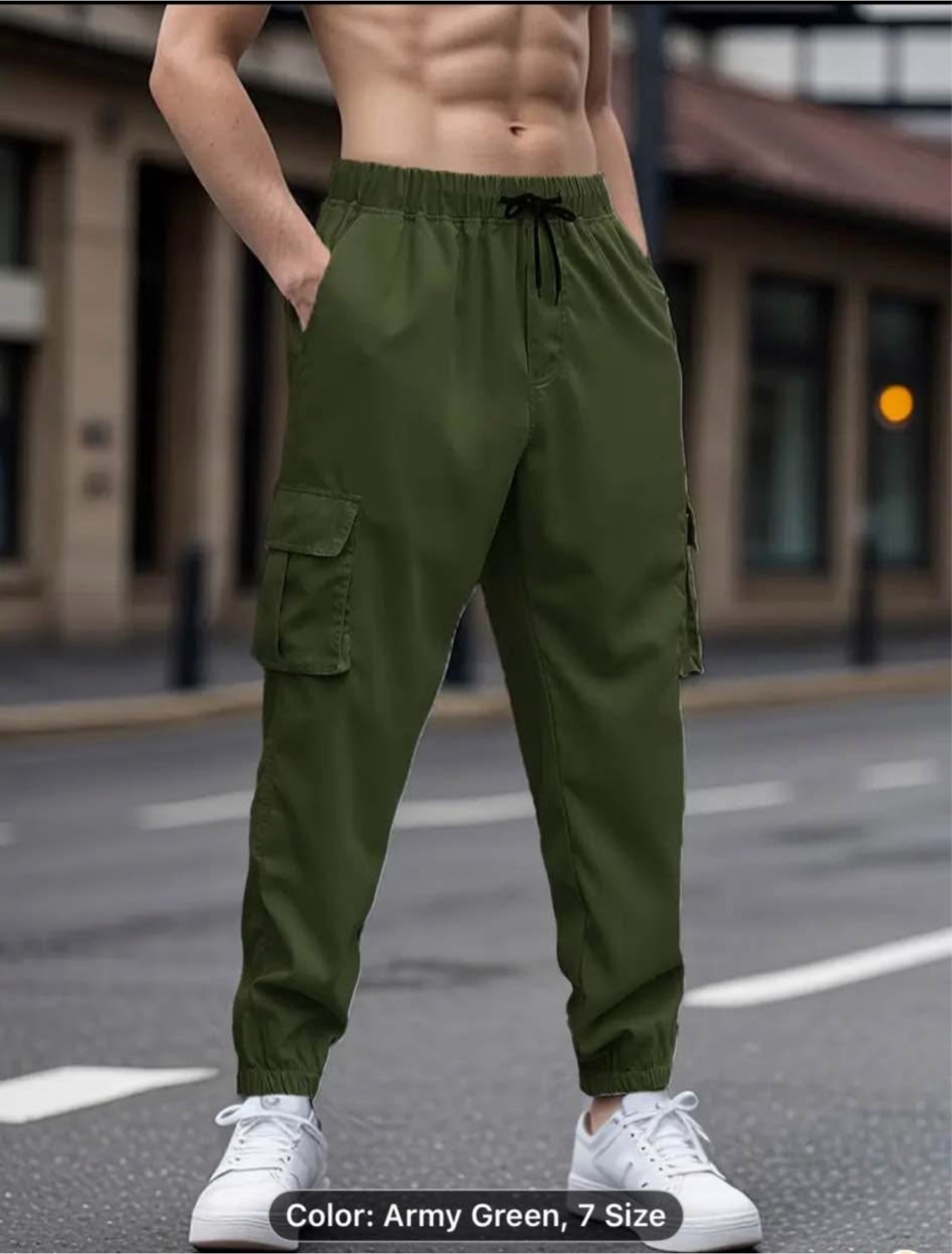 Men's Casual Cargo Pants with Multiple Pockets - photo 5