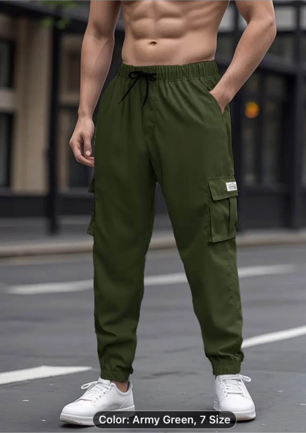 Men's Casual Cargo Pants with Multiple Pockets - photo 2