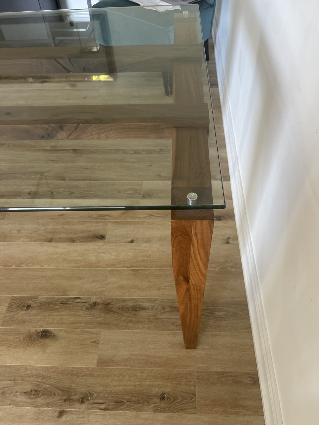 Glass Top Dining Table with Wooden Legs - photo 3