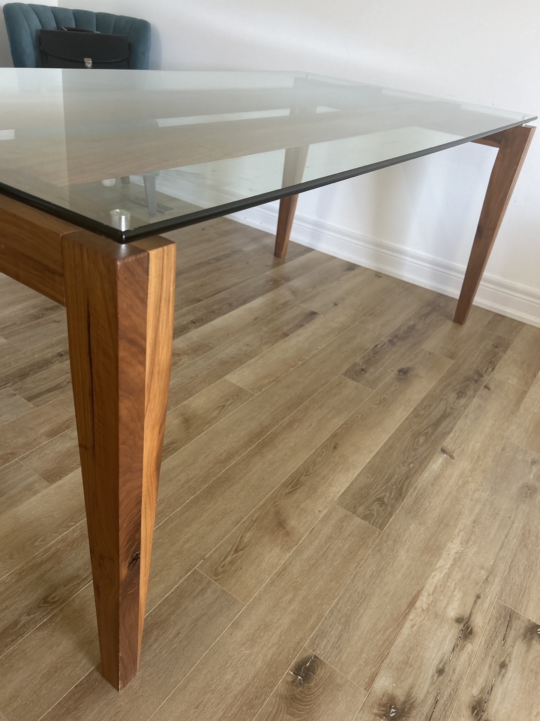Glass Top Dining Table with Wooden Legs - photo 4