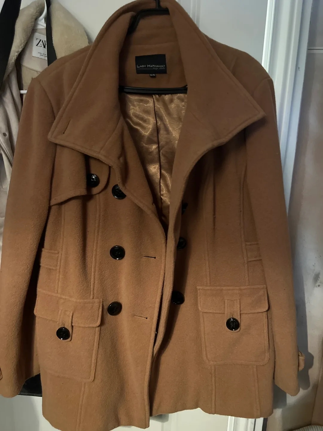 Lady Hathaway XL Tan Wool Coat thumbnail