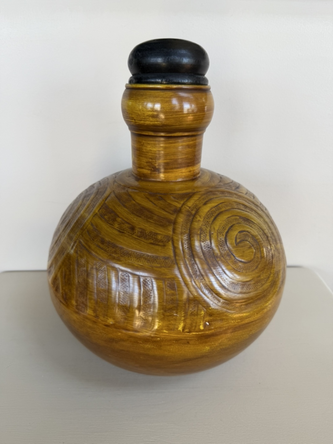 Decorative Brown Metal Vase with Lid - photo 2