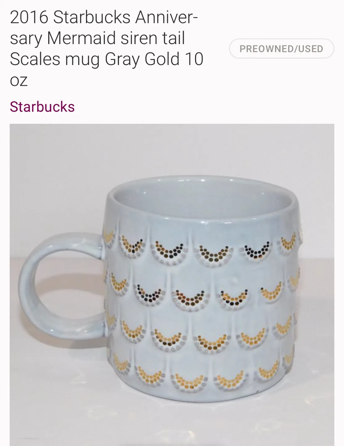 Starbucks Anniversary Mermaid Siren Tail Scales Mug - 10 oz image indicator(2)