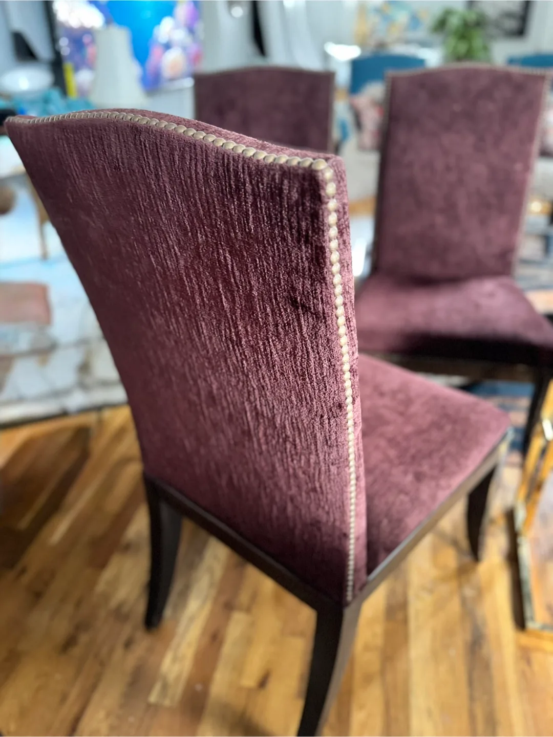 Set of 4 Dining Chairs - Dark Purple thumbnail