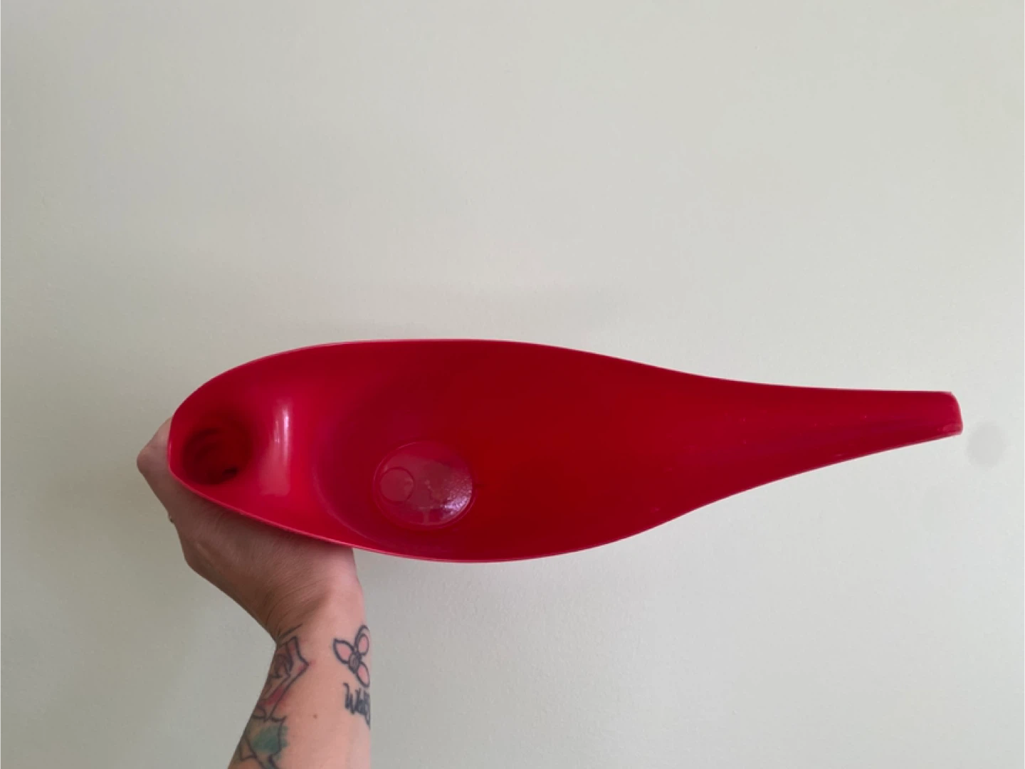 Red Plastic Watering Can - photo 2