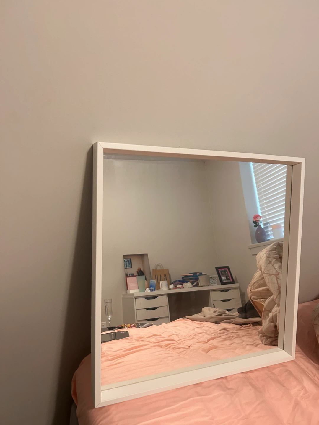 White Framed Square Mirror