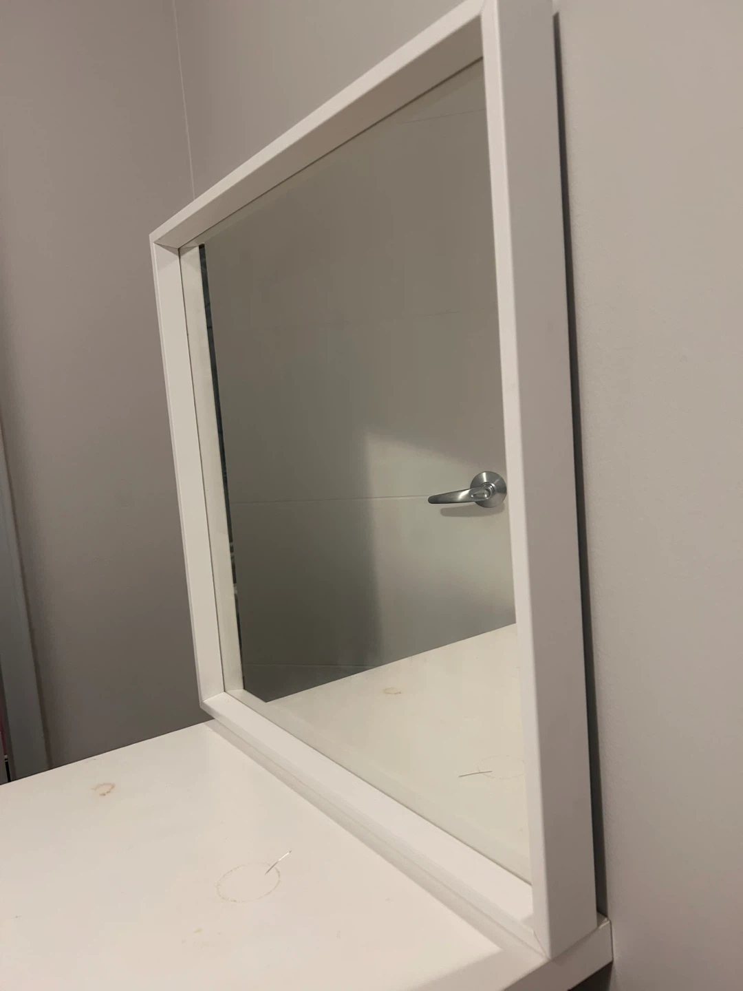 White Framed Square Mirror - photo 3