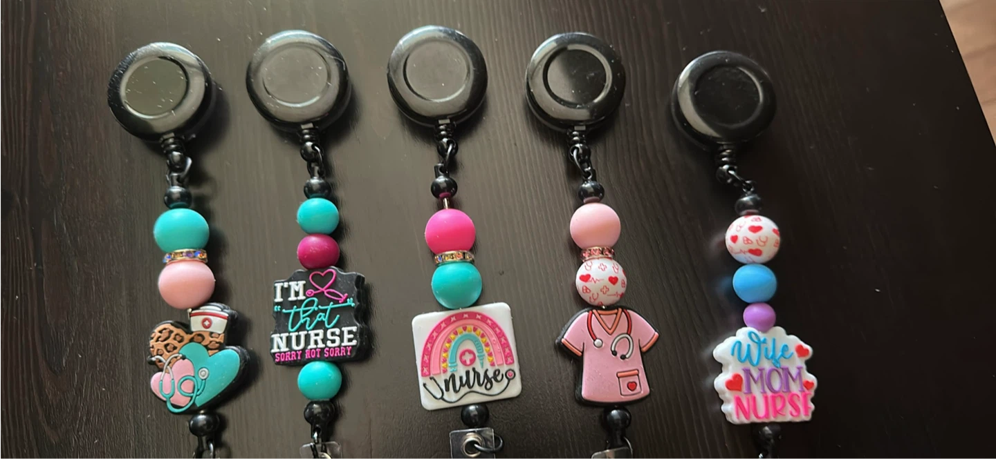 Handmade Beaded Badge Reels - Nurse/Teacher