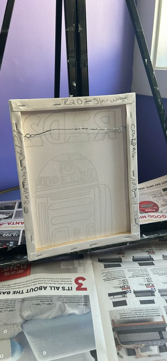 R2 D2 crayon canvas fan art work. image indicator(4)