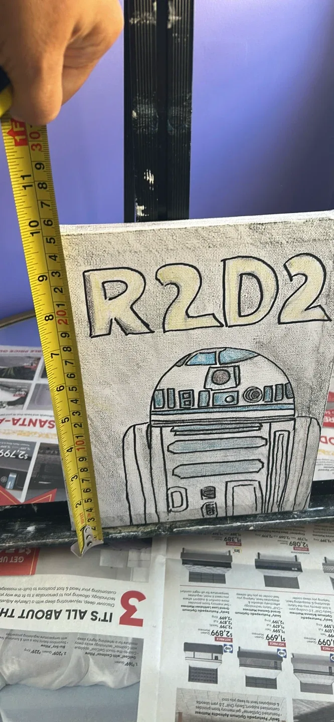 R2 D2 crayon canvas fan art work. image indicator(3)