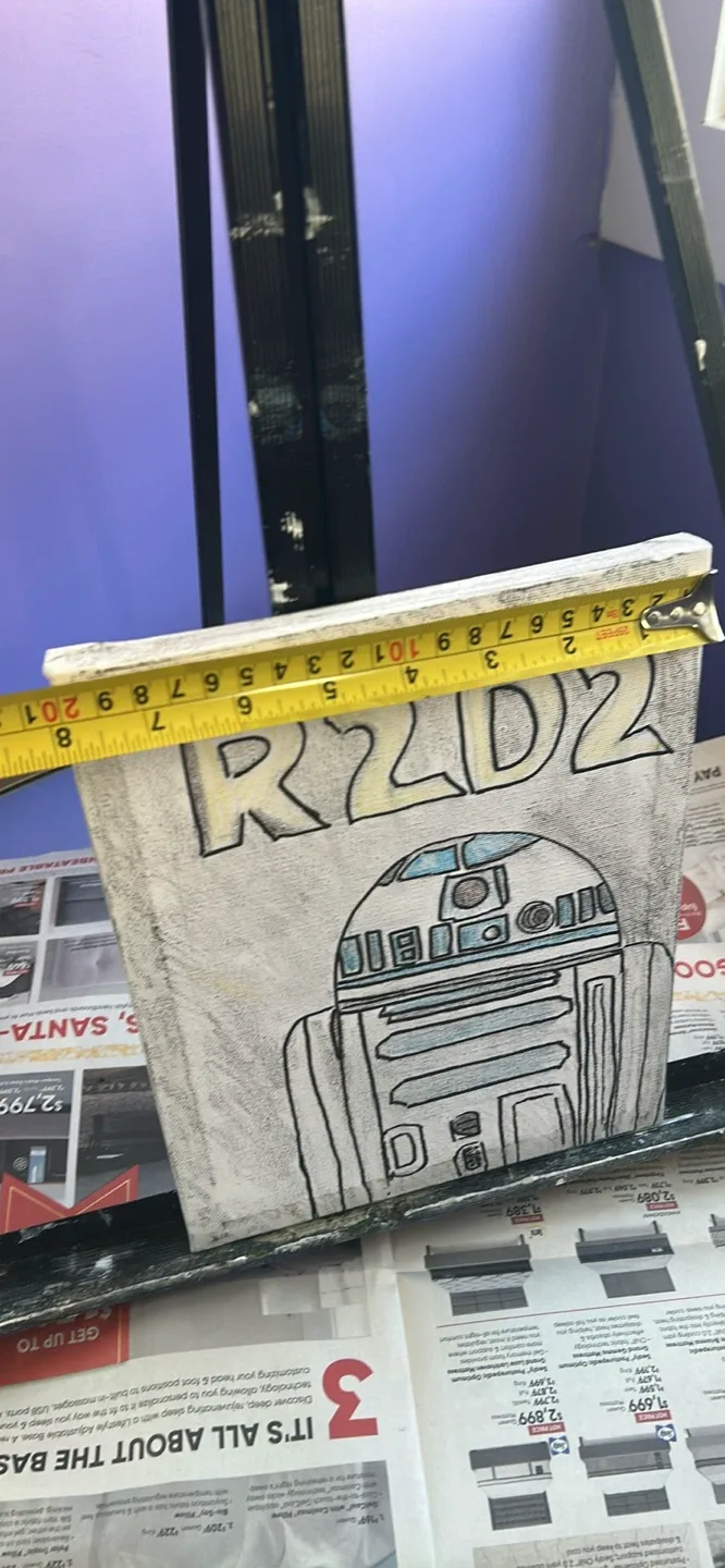 R2 D2 crayon canvas fan art work. image indicator(2)