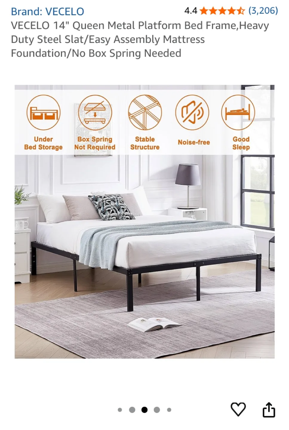 Black Metal Bed Frame - Queen Size image indicator(2)