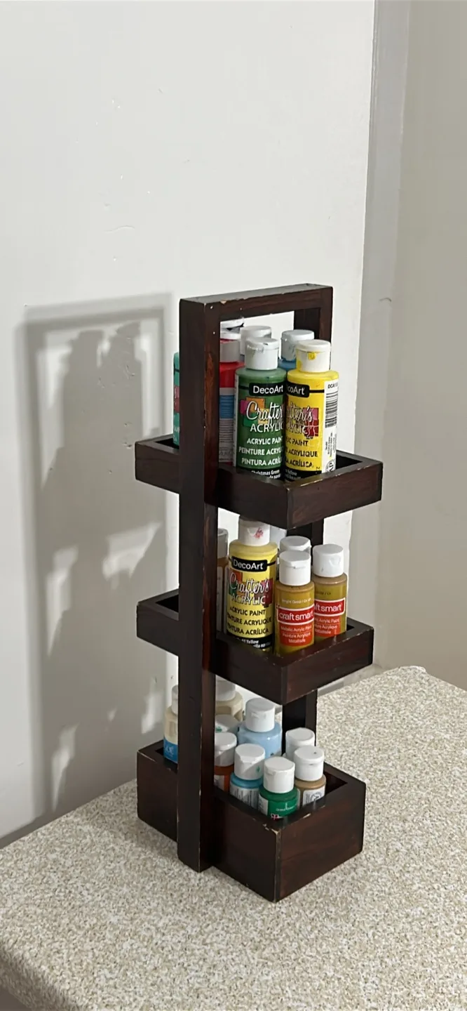 Dark Brown Wooden Craft Paint Organizer thumbnail