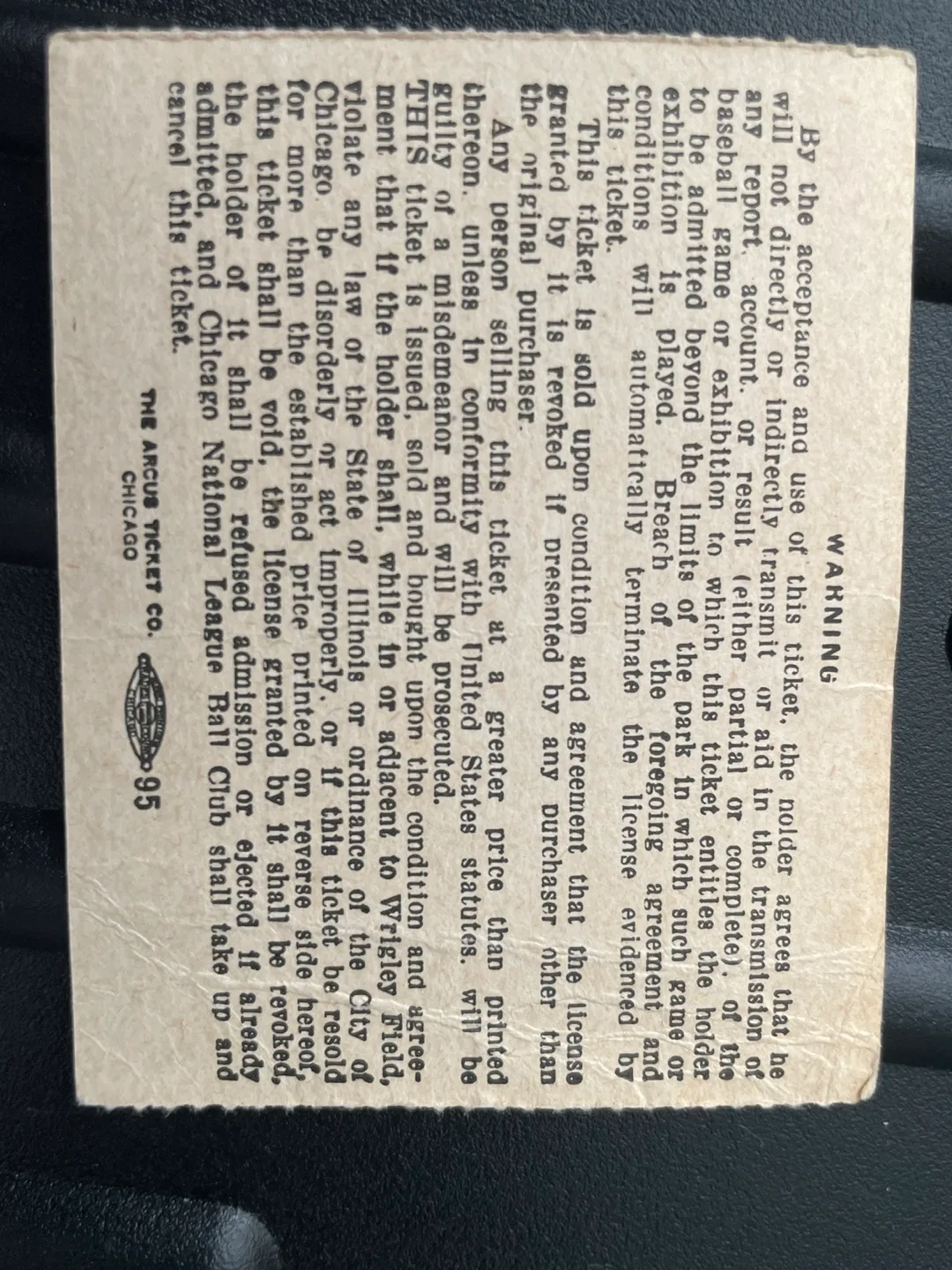 1930’s Chicago Cubs Ticket - Wrigley Field image indicator(3)